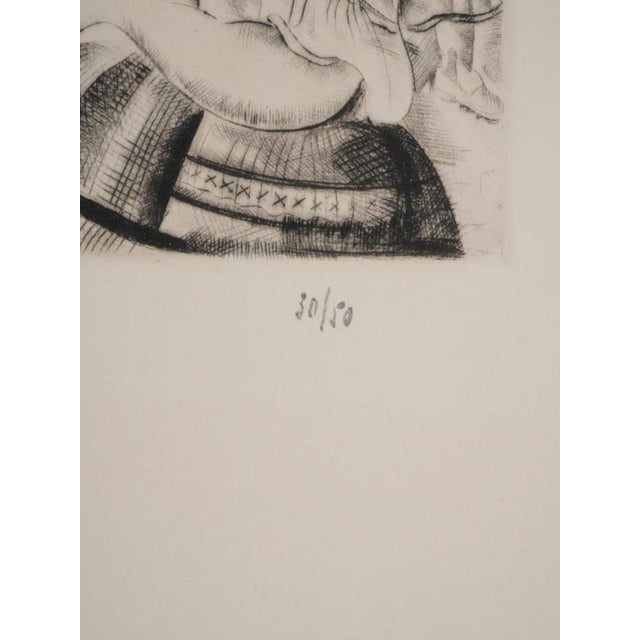 Mily Possoz, Young Girl with a Bouquet of Basil, Original Signed Engraving For Sale - Image 4 of 11