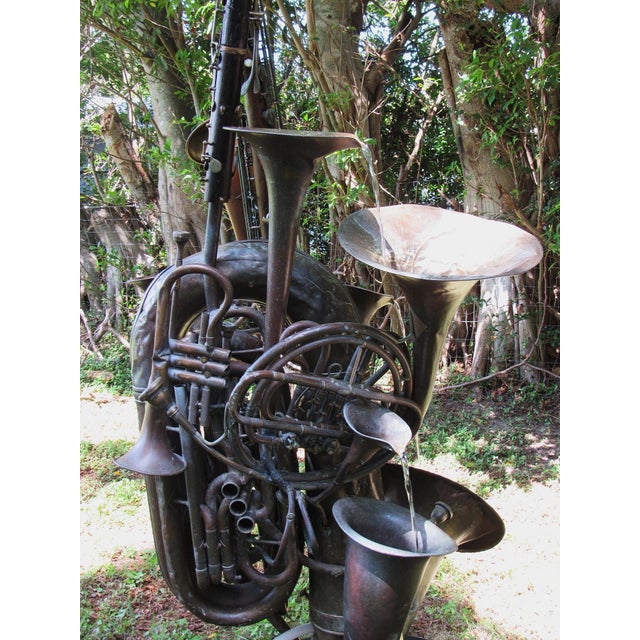 Late 20th Century ​Vintage Outdoor Garden Fountain of Sculpted Mid-Century Brass Musical Instruments- 6 Ft+ Kinetic Water Feature For Sale - Image 5 of 18