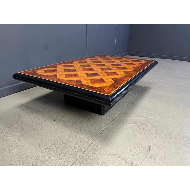 Black Vintage Burl Wood Coffee Table attributed to Maison Lancel, 1970s For Sale - Image 8 of 10