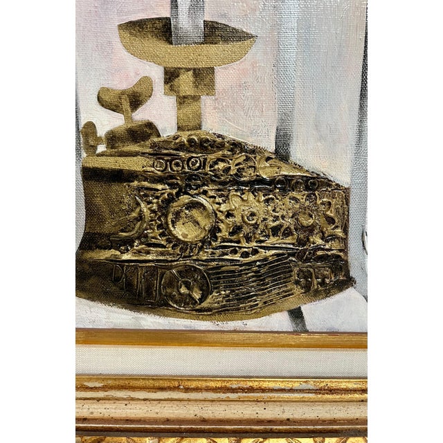 Eliezer Weishoff, Jerusalem Samovar Israeli Judaica Eliezer Weishoff Oil Painting Bezalel Artist, 1973 For Sale In Miami - Image 6 of 12