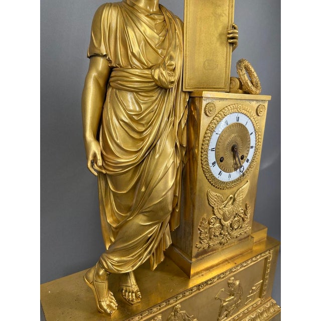 Traditional 1810 French Empire Bronze Ormolu Mantel Clock 1pc For Sale - Image 3 of 14