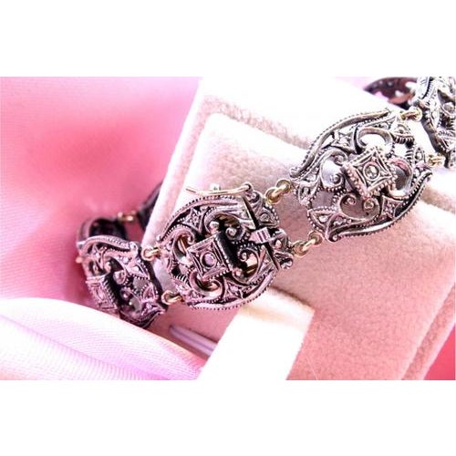 Gold and Silver Bracelet with Central Crowned Diamonds For Sale - Image 3 of 11