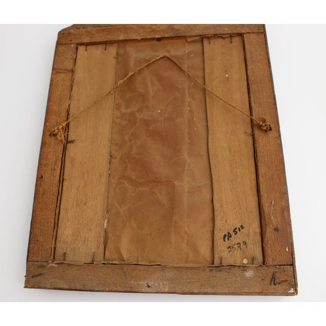 Brown Rare Antique French Tramp Art Mirror, 25" T X 16” W For Sale - Image 8 of 12