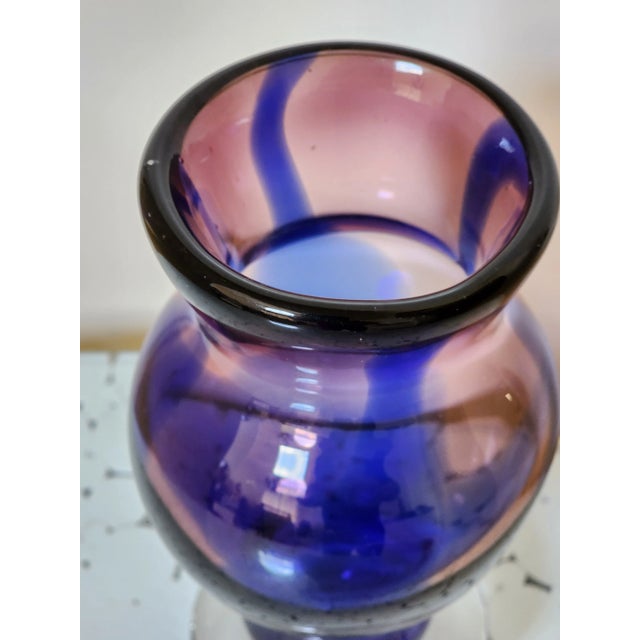 Late 20th Century Late 20th Century Handmade Multicolor Thick Double Donut Footed Vase For Sale - Image 5 of 9