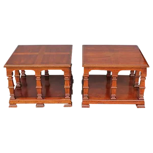Carved & Detailed Wood End Tables - A Pair
