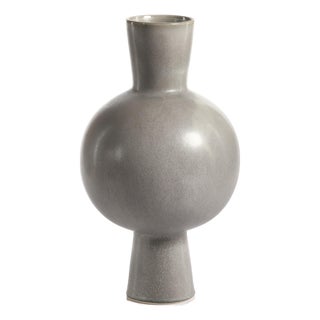 Ozamiz 17" Tall Stoneware Vase, Gray Tone For Sale