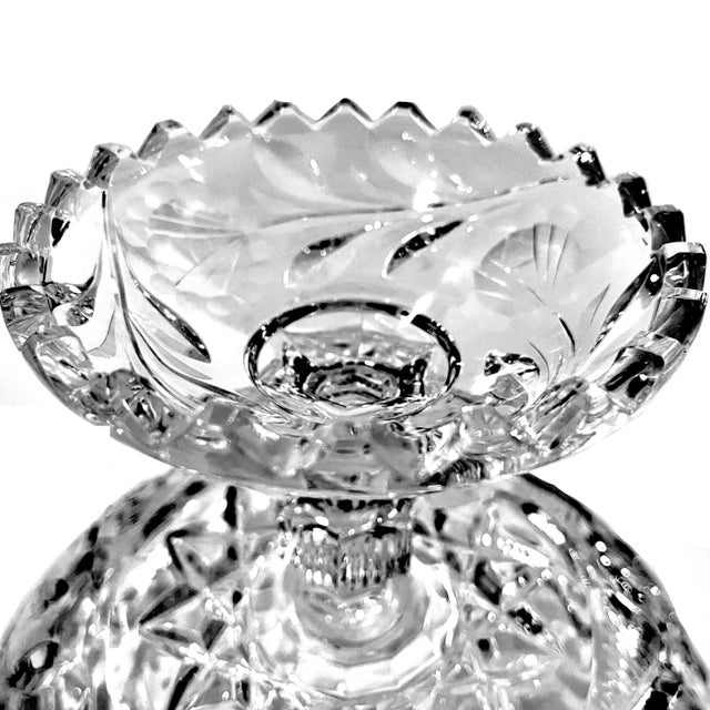 Brilliant Cut Lead Crystal Compote Centerpiece - Late 20th Century For Sale - Image 9 of 10