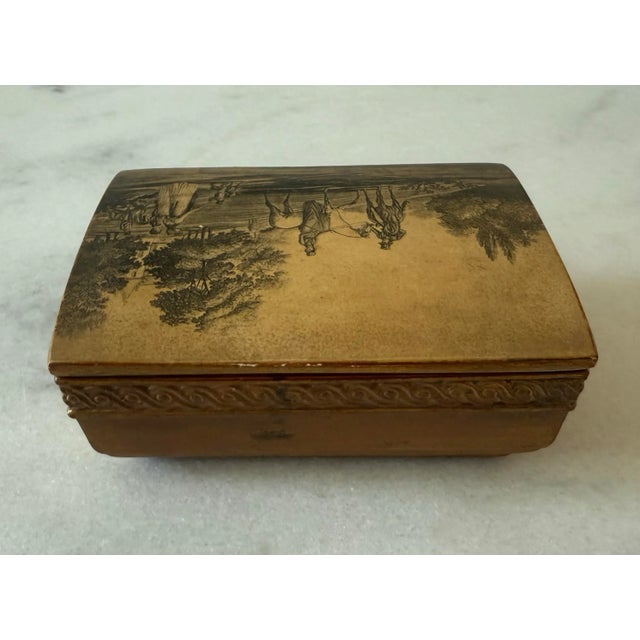Mid 20th Century Vintage Italian Borghese Gold Gilt Chalk Ware Trinket Vanity Box For Sale - Image 5 of 12