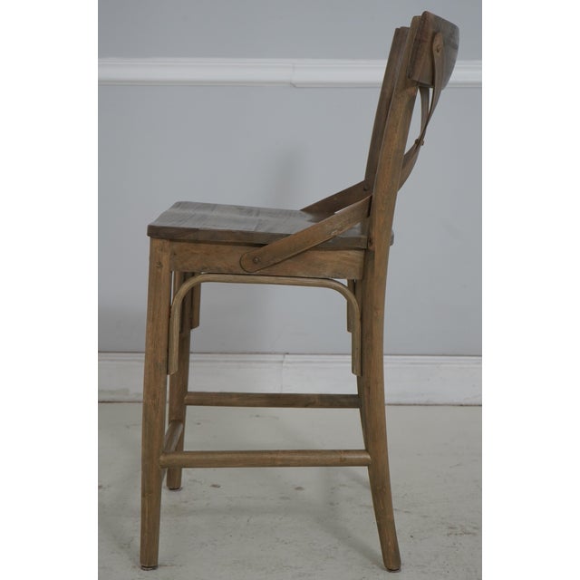 Traditional Set of 4 Bistro Walnut Counter Stools or Chairs For Sale - Image 3 of 18
