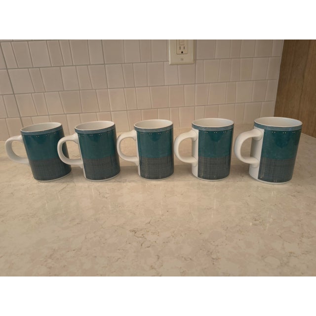 Gridlock Pattern, Set of 5 Bistro Cups Set is in pristine vintage condition Mid Century colorway and styling for...