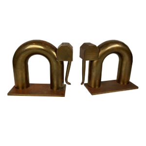 Signed Art Deco Chase Walter Von Nessen Elephant Book Ends
