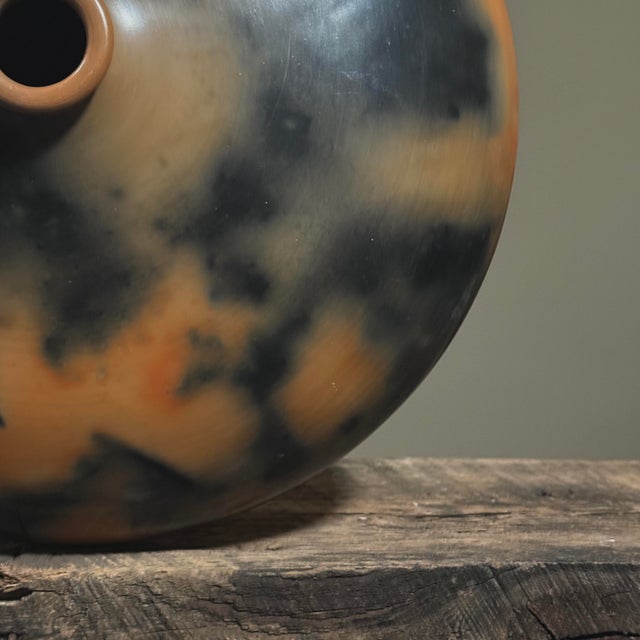 Monumental Vintage Organic Modern Burnished Orange/Black Seed Pot For Sale In Philadelphia - Image 6 of 11