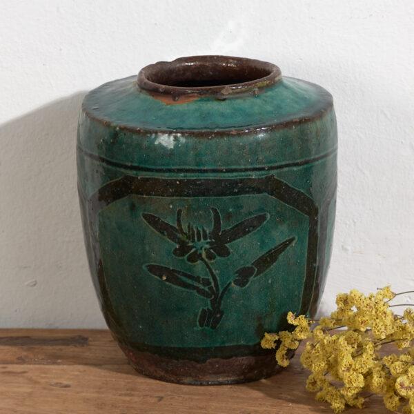 Green Antique Green Ceramic Vase For Sale - Image 8 of 8