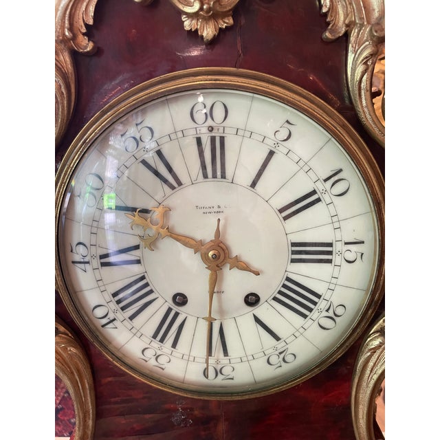 Burgundy 18th Century Tiffany & Co. Clock and Candelabra Set- 3 Pieces For Sale - Image 8 of 12