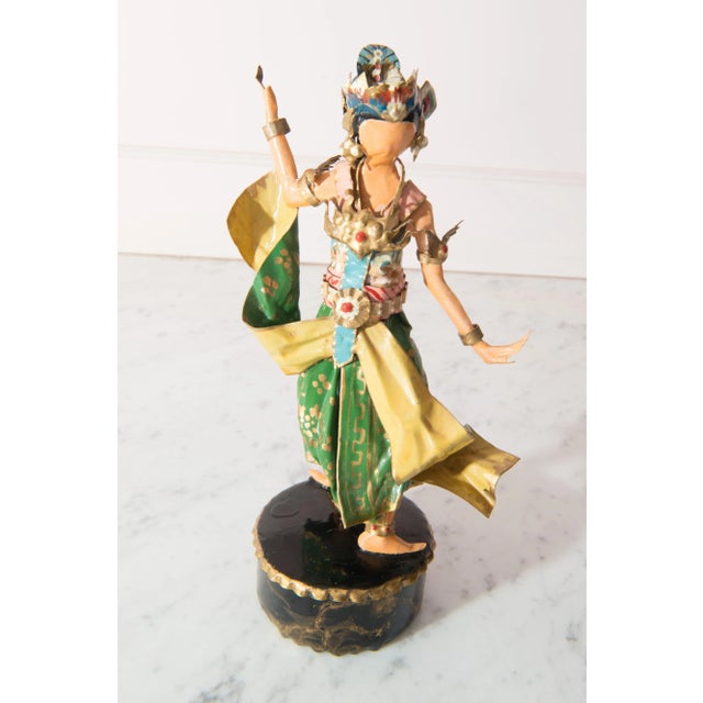 Metal 1970s Lee Menichetti Thailand Dance Costumed Sculptures- Set of 3 For Sale - Image 7 of 13