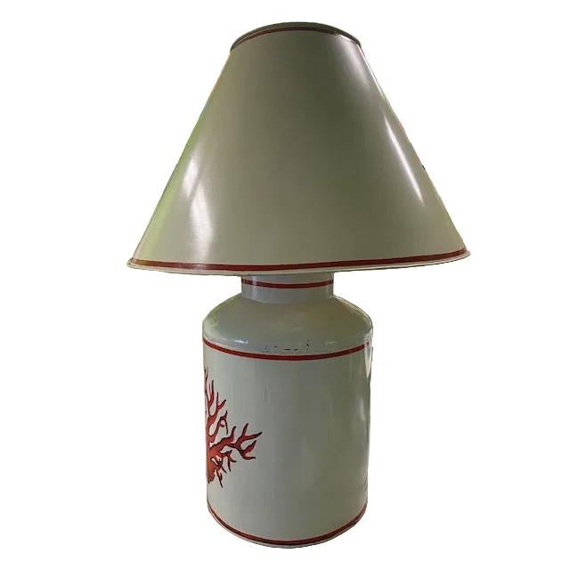 A striking vintage lamp featuring a classic red coral toile design. Standing 27 inches tall with a sturdy 10-inch diameter...
