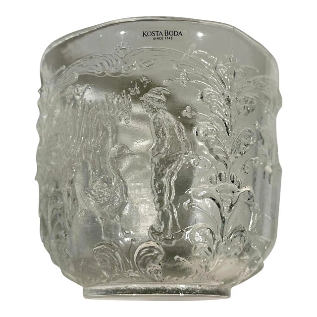 Vintage Kosta Boda Glass Ice Bucket Mid-Century Barware For Sale