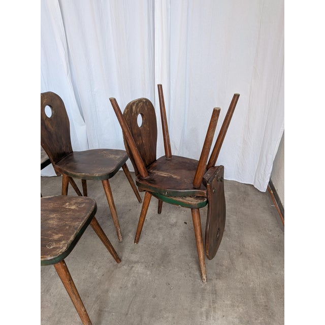 Vintage Brutalist Rustic Farmhouse Wooden Dining Chair, 1970s, Set of 8 For Sale - Image 18 of 18