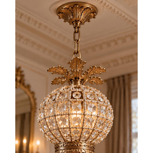 Late 20th Century French Artisan Louis XVI Gold Bronze Chandelier For Sale - Image 10 of 18