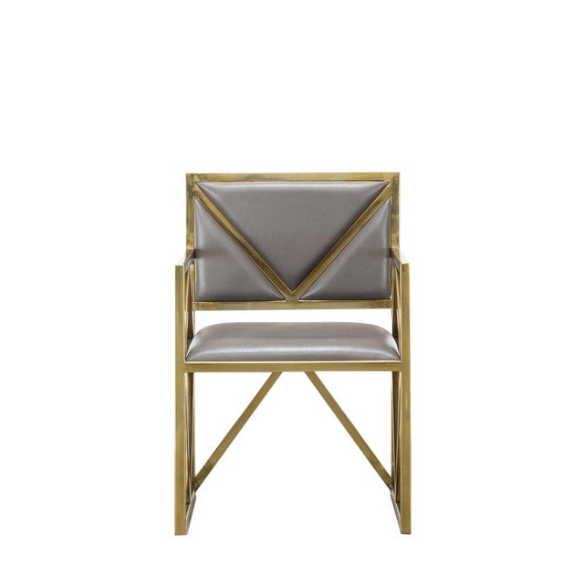 Contemporary Gray Leather X Arm Chair | Chairish