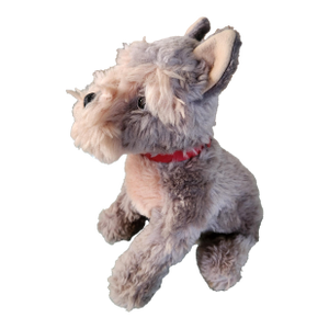 Early 1960s Mohair Plush Toy Schnauzer by Steiff Pristine Red Collar