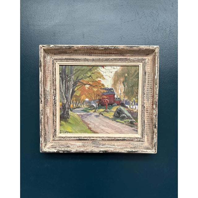 Karl Gustaf Strandberg, Road to Red Huts, 1950s, Oil Painting on Canvas, Framed For Sale - Image 7 of 12