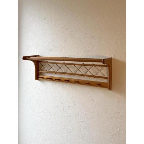 Vintage Oak Wall Coat Rack with Braided Cord, 1960s For Sale - Image 9 of 9