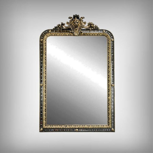 Large Napoleon III Mirror with Parcloses in Gilded and Blackened Wood, Late 19th Century For Sale - Image 18 of 18