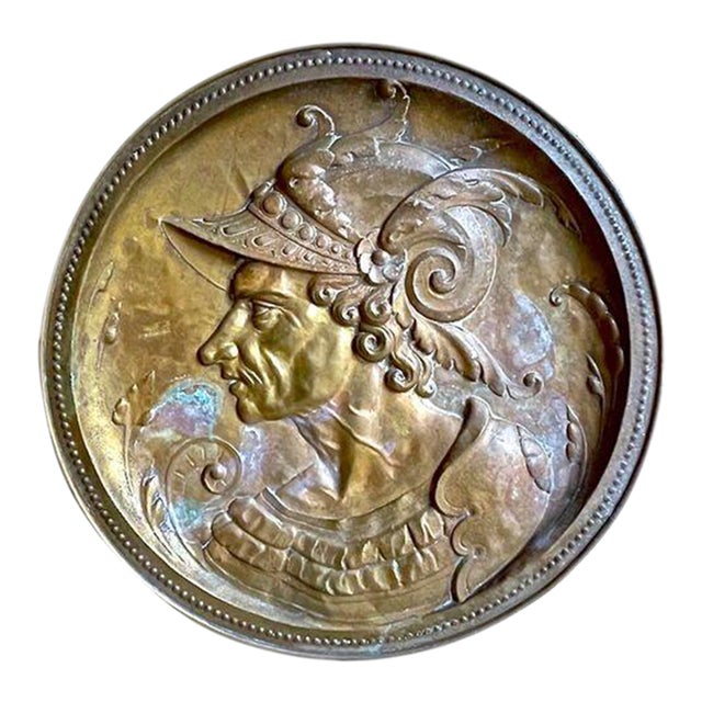 Antique Bronze Greek Soldier Wall Plaque For Sale