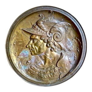 Antique Bronze Greek Soldier Wall Plaque