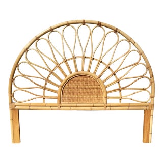 Boho Chic Rattan Queen Size Headboard For Sale