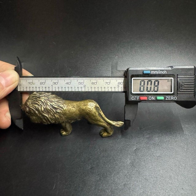 Brass Solid Brass African Lion Figurine – 3.1" Miniature Wildlife Sculpture Paperweight For Sale - Image 8 of 9