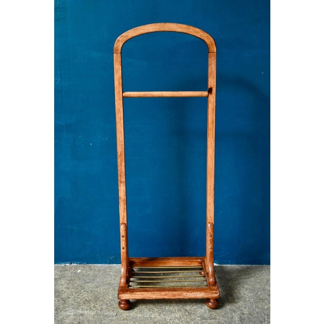 Vintage Wood and Gilt Brass Valet Stand with Turned Legs, 1930s For Sale - Image 11 of 14