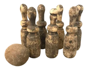 19th Century Wooden European Complete Ball Game, 8 Pieces