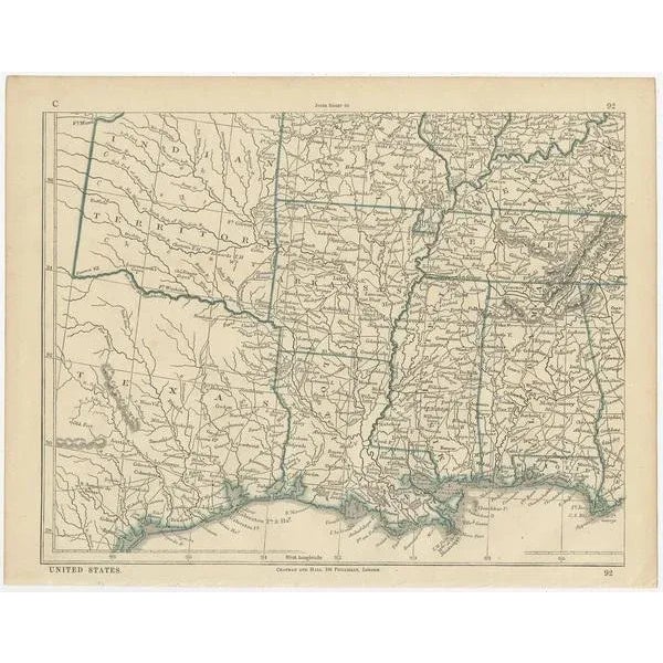 Antique Map of the United States by Lowry, 1852, Set of 4 For Sale - Image 4 of 6
