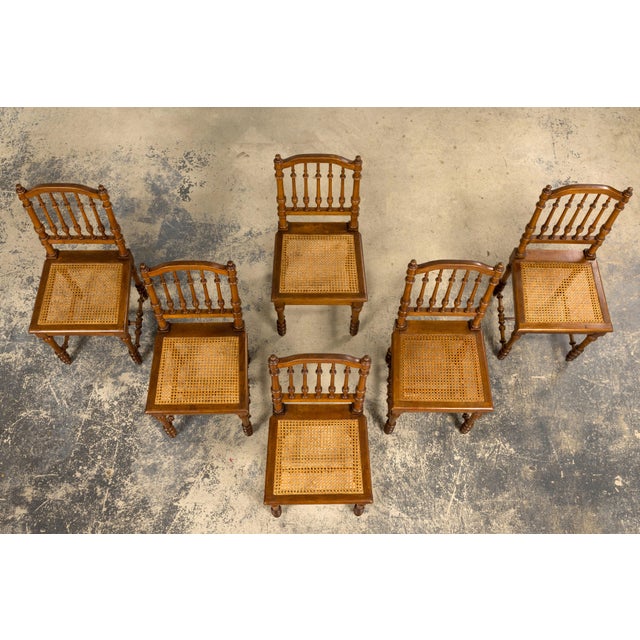 French Late 19th Century French Louis XIII Style Dining Chairs W/ Cane Seats - Set of 6 For Sale - Image 3 of 18