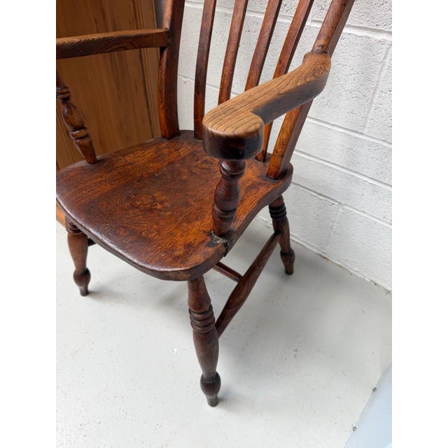 Wood Windsor Chair in Elm For Sale - Image 7 of 11