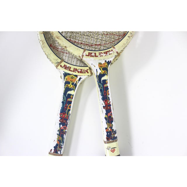 Curated Set of Vintage Wooden Tennis Rackets for Designer Decorating Two Wood Racquet Beach House For Sale - Image 6 of 10