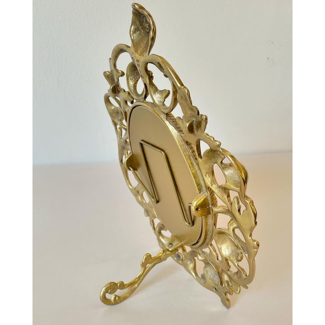 Hollywood Regency Large Vintage Solid Brass Picture Frame For Sale - Image 3 of 8