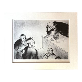 Vintage 1939 Print in 11x14 Mat, Ready to Frame: "The Judge" by William Gropper For Sale