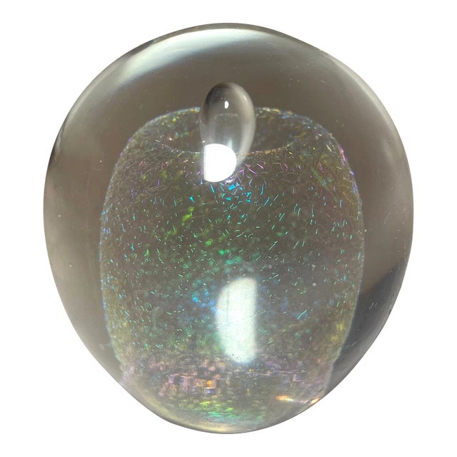 Vintage Robert Eickholt 1984 Iridescent Hand Blown Art Studio Glass Paperweight For Sale