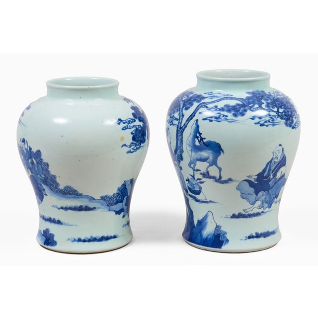 Mid 19th Century Chinese Near Pair 19th Century Blue and White Vases For Sale - Image 5 of 9