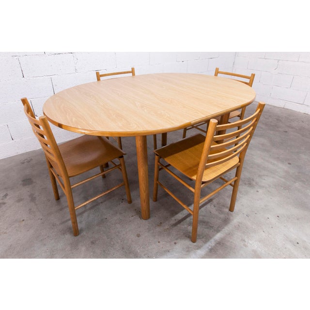 Danish Convertible Round Table and Matching Chairs, 1980, Set of 5 For Sale - Image 4 of 18