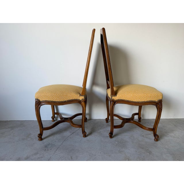 Vintage French Gilles Nouailhac Louis XV–Style Carved Wood & Cane Back Dining / Accent Chairs – Pair For Sale - Image 4 of 12