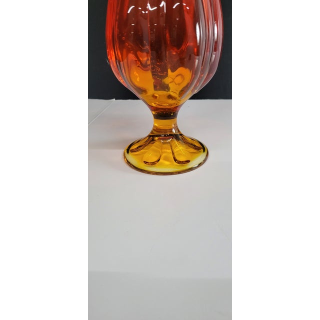 Viking Glass Company Mid Century Modern Viking Art Glass Swung Bud Vase Stretch Orange For Sale - Image 4 of 4