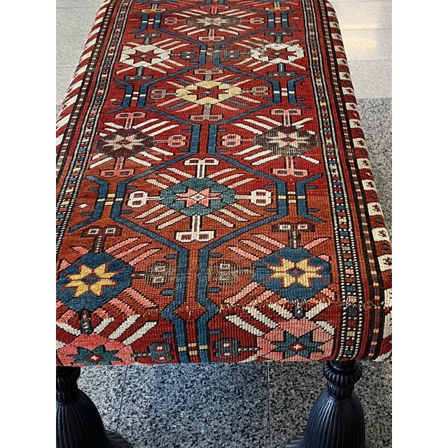 1940s Kilim Ottoman With Cast Iron Tassel Legs For Sale - Image 9 of 12