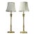 Pair of Ralph Lauren Polished Brass Buffet Lamps W/ Linen Bell Shades For Sale