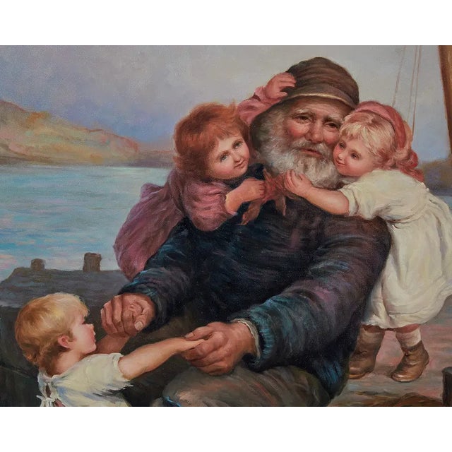 Victorian Late 20th Century Large "Which Do You Love Best?" Style Oil Painting in Giltwood Frame For Sale - Image 3 of 8