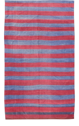 Vintage Striped Turkish Kilim With Casual Modern Design in Red and Blue
