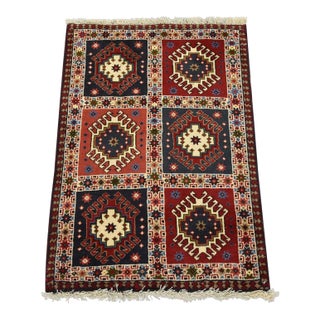 Yalameh Rug 2’1” X 3′ Multicolor Wool Vintage Tribal Hand-Knotted Carpet For Sale